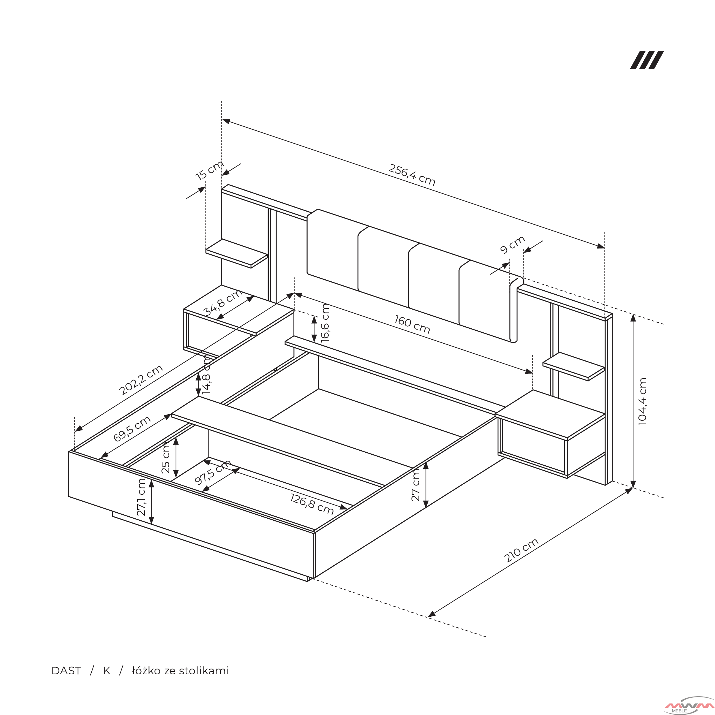 Łóżko i stoliki DAST